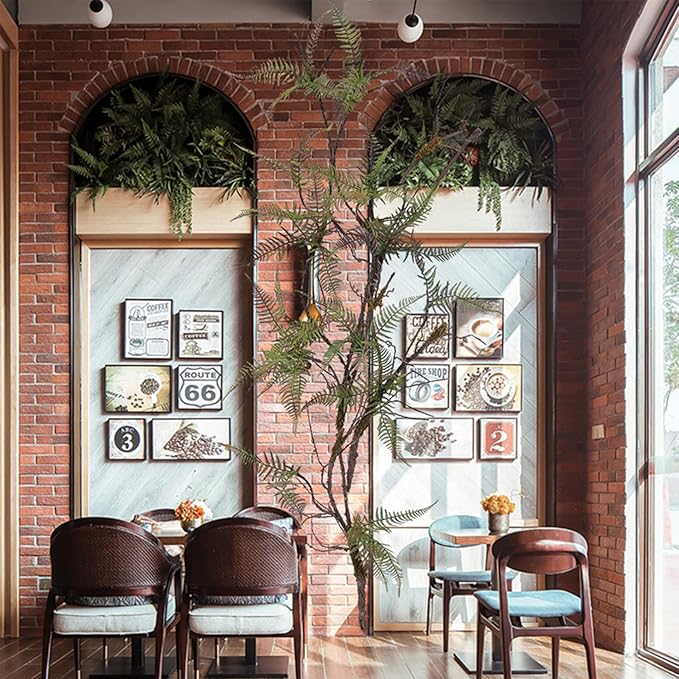 78.7 in Height Set of Artificial Tree Branches with 4pcs Persian Fern Leaves Fake Tree Vines Trunk Twigs Silk Moss Green Plants for Wall Hanging Home Wedding Backdrop Room Shop Decoration