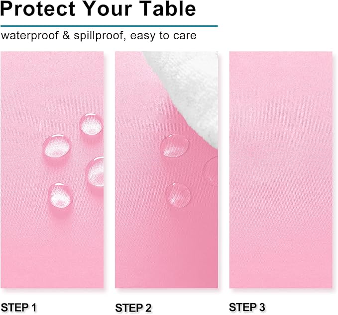 Hiasan Pink Tablecloth Square - Washable Waterproof Fabric Table Cloth for Card Tables, Party and Dining, 54 x 54 Inch