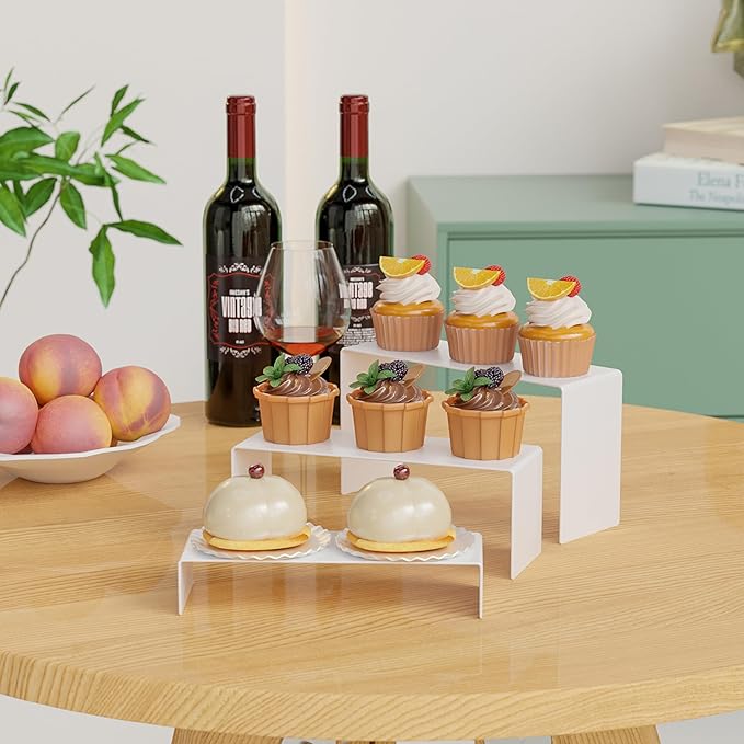 ihomecooker 6 Pc Metal Display Risers Showcase for Shoe Risers Retail Stand Cupcake Stand Dessert Stand (Grayish White)