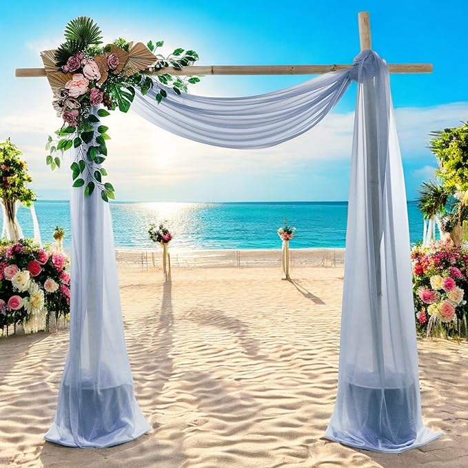 MDS Halloween Chiffon Draping Fabric - 1 Panel, 30" Wide x 100ft Long - Sheer Spooky Arbor & Canopy Drapery for Haunted House Backdrops, Party Ceilings, DIY Costumes & Themed Events - Dusty Blue