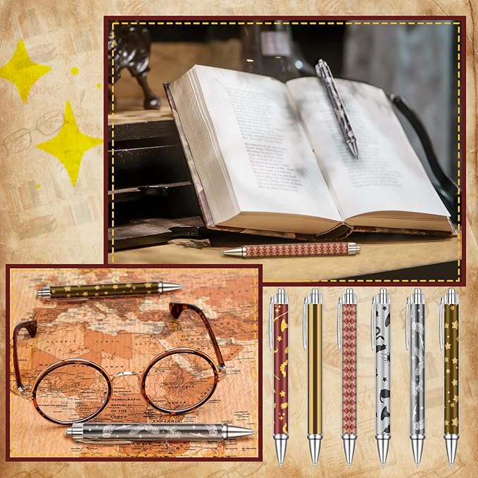 24 Pcs Halloween Party Gift Pens Witch Wizard Favors Castle Ballpoint Pens Wizard Party Supplies Halloween Witch Birthday Decorations for Home Office Game Prizes Gift Bag Fillers