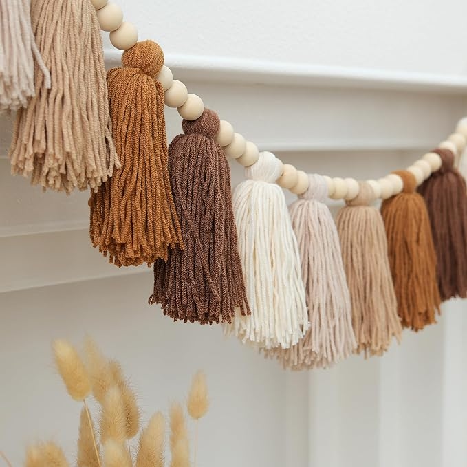 Boho Tassel Garland Terracotta Rainbow Western Banner Tassels Wall Hanging for Dorm Room Classroom Nursery Kids Bedroom Decor