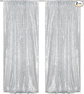 Poise3EHome 2 Panels 4ftx8ft Silver Sequin Backdrop, Upgrade Shimmer Backdrop for Wedding Christmas Party Photo Booths Event Decorations