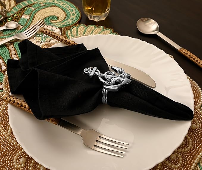 Silver Napkin Rings Set of 12 - Durable & Versatile, Elegant Metal Napkin Rings for Table Settings, Special Occasions, Easter Table Decor & Gift Giving Ideas Silver- ALPHA Living HOME