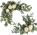 H&W 2pcs Artificial Wedding Arch Flowers for Sign, Floral Swag Dusty Decor for Reception Ceremony Backdrop Sweetheart Table(White Rose)