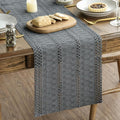 Artoid Mode Dark Grey Farmhouse Woven Rustic Hollow Table Runner, Seasonal Holiday Hollow Kitchen Dining Table Decoration for Home Party Decor 12x72 Inch