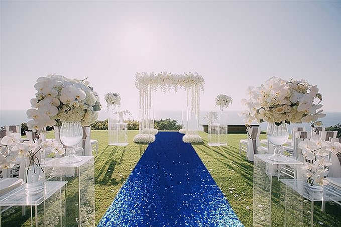 ShinyBeauty Royal Blue Sequin Aisle Runner, 2FTx15FT Glitter Carpet for Weddings, Parties & Special Events