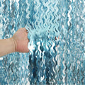 4 Pack Wavy Blue Foil Fringe Curtain 3.3x6.6 Feet | Blue Streamers Tinsel Backdrop for Under The Sea Party Decorations | Ocean Backdrop | Mermaid Birthday Decorations