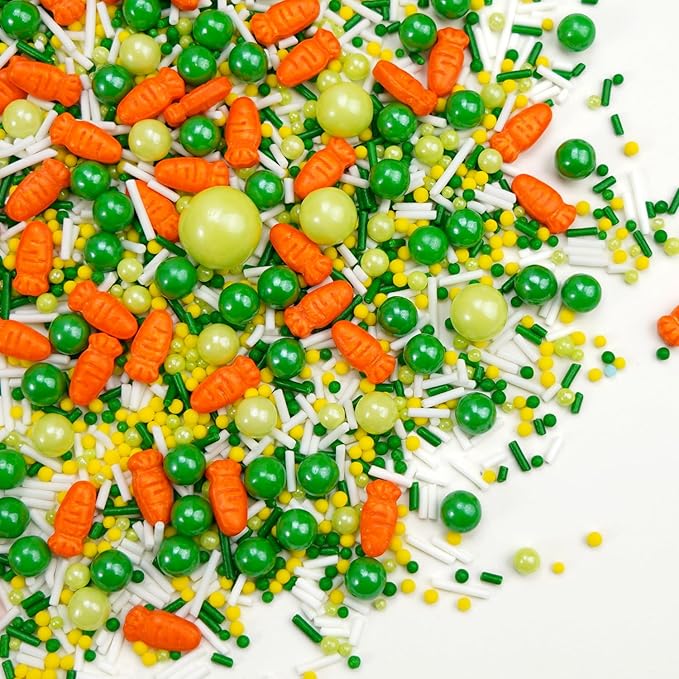 Green Sprinkles for Cake Decorating, Edible Spring Sugar Carrots, Sprinkles for Baking Cupcake, Cake Decoration, Easter, Holiday, Wedding Party, 150g/5.29oz