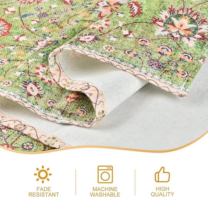 Snycler Table Runner Boho Table Runners Vintage Elegant Farmhouse Table Center Linen Decor for Home Dining Party Entrance (13x48 Inch) Green