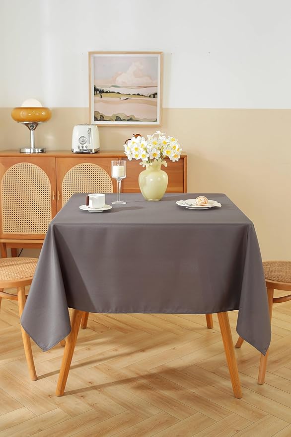 Craft And Party Square Tablecloth, 70 x 70 Inch Charcoal Tablecloth, Polyester Fabric Washable Table Cloth for Home, Party, Wedding or Restaurant Use.