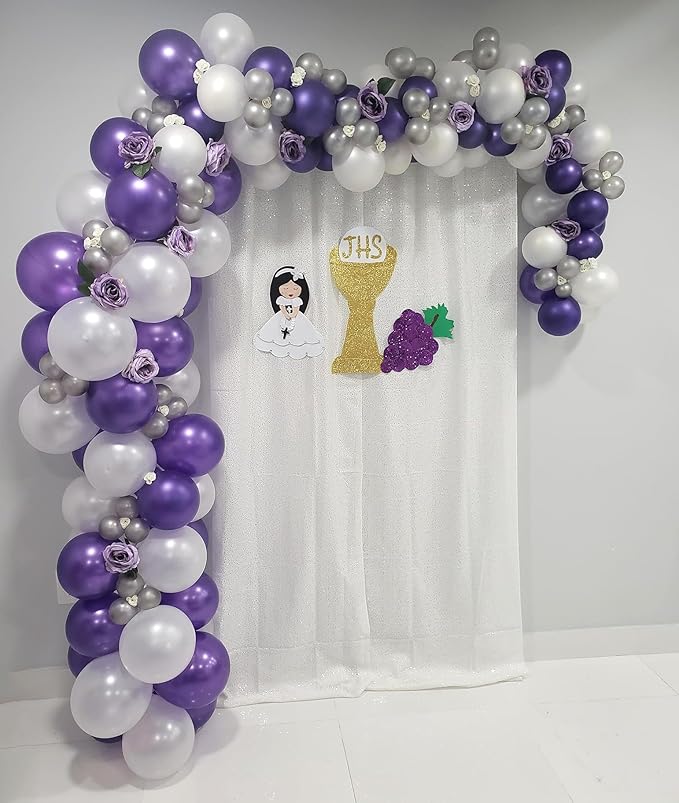 White Sequin Backdrop Curtain 8FTx8FT 1 Panel White Sequin Background for Parties Glitter Backdrop Curtain for Wedding Baby Shower Photo