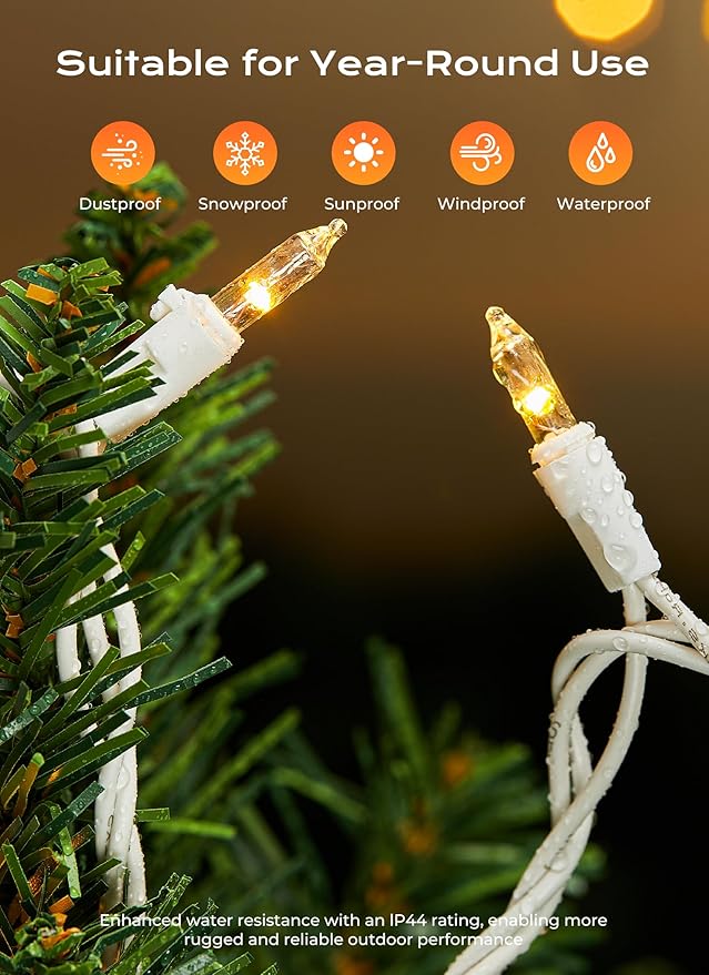 Minetom LED Clear White Christmas String Lights, 200 Count 66 Feet LED Christmas Lights Bulb, Christmas Decorations Indoor, Christma Tree Lights for Indoor Outdoor Xmas Wedding Party Festival