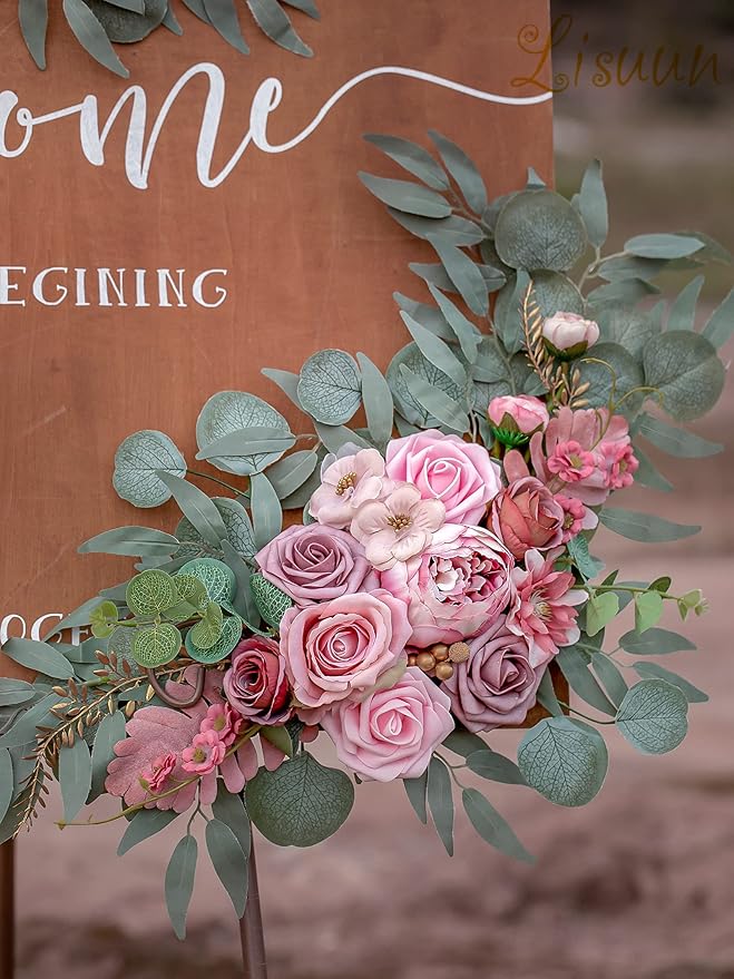 Wedding Arch Flowers, Artificial Flowers for Reception Backdrop and Welcome Ceremony Sign, Large Flower Swag for West Styles Wedding Ceremony Floral Decor - Pack of 2