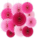 12PCS Paper Fans Hot Pink Party Decorations Tissue Paper Flowers Decorations for Girl Groovy Birthday Baby Shower Wedding Bachelorette Room Wall Hanging Décor