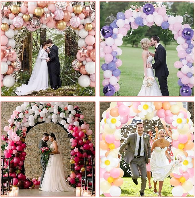 Paready Black Balloon Arch Stand Kit, Adjustable Balloon Arch Stands for Floor Garden Arbors, Balloons Arch Kit with Base Support Backdrop for Birthday Wedding Baby Shower Graduation Arbors Photo