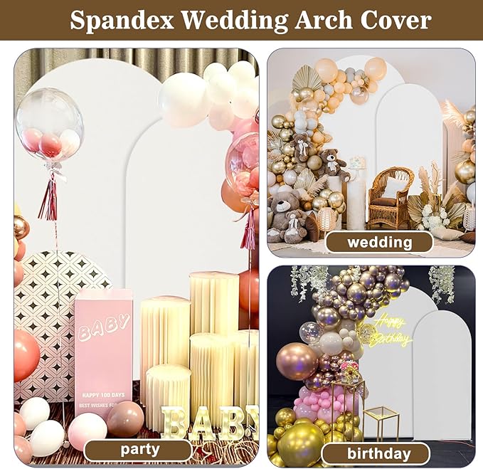 Wedding Arch Backdrop Stand and Cover Set(7.3FT,6FT) Set of 2,Metal Balloon Arch Stand Frame for Wedding Birthday, Party, Baby Shower, Graduation Ceremony,White