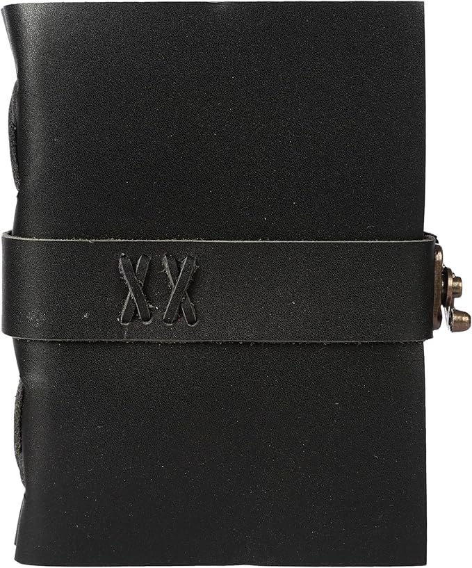 Vintage Leather Journal Handmade Buffalo Non-Refillable Deckle Edge Paper – Leather Bound Journal for Women, Men, C-Lock Closure Ideal for Writing & Travel for Artists (Black)
