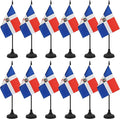 12 Pack Dominica Desk Flag Set, Dominican Table Office Flag, Small Miniature Desktop Flag With Black Pole and Black Base, Classroom, Offices Meeting Desk Decoration (Dominica)