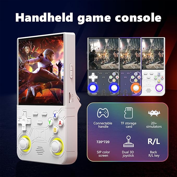 2025 New Upgrade R36ULTRA Retro Handheld Game Console with 64G Built-in 21000+ Classic Games,Portable Hand Held Open Source Linux System 4.0-in 4k HD IPS Screen Video Player (White)