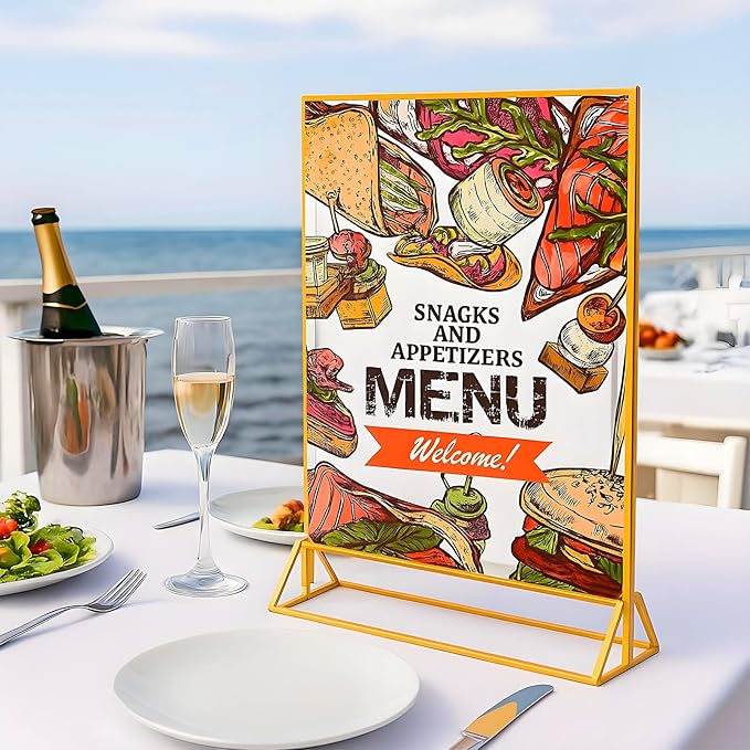 Acrylic Sign Holder, 8.5 x 11 In 6 Pack Acrylic Sign, Flyer Holder, Table Signs Holders, Flyer Stand, Double Sided Flyers Holders Table Menu Display Stand for Wedding Tables Number
