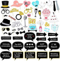 52pcs Wedding Photo Booth Props, Bachelorette Party Photo Booth Prop Kit for Bridal Shower, Engagement and Valentines Party, Photobooth Props Wedding Party Supplies
