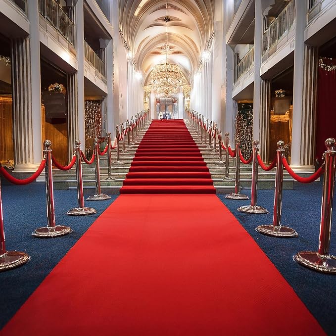 BANNER BUZZ Hollywood Red Carpet Runner – Premium Non-Slip 4x20 ft Aisle Rug for Weddings, Parties, and Events – Ideal for Step and Repeat Backdrop Event Decoration