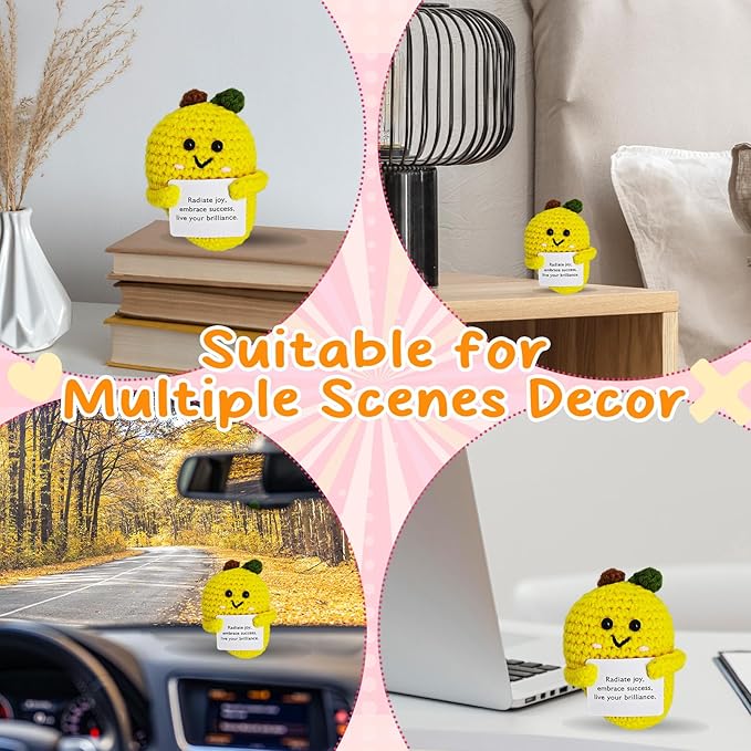 Crochet Emotional Support Mango-Handmade Mental Health Gifts for Friends,Family-Uplifting Gifts for Grandpa,Grandma Mom,Dad,Teens