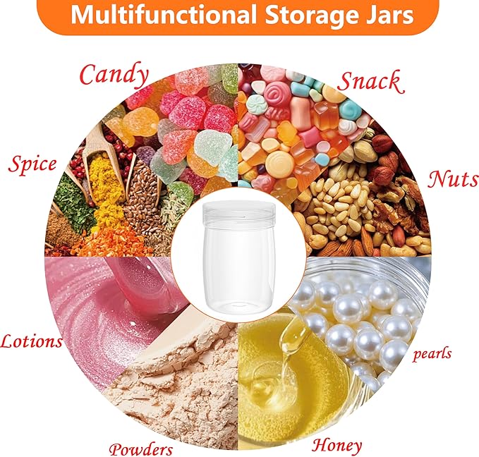 Mini Pudding Jars 82Pack, 5oz/150ml Plastic Favor Jar with Lids, Candy jars,Yogurt Containers with Pressure Sensitive Seal, Mason Jar,Jam,Bath Salt Jars Wedding Favors Honey Pot