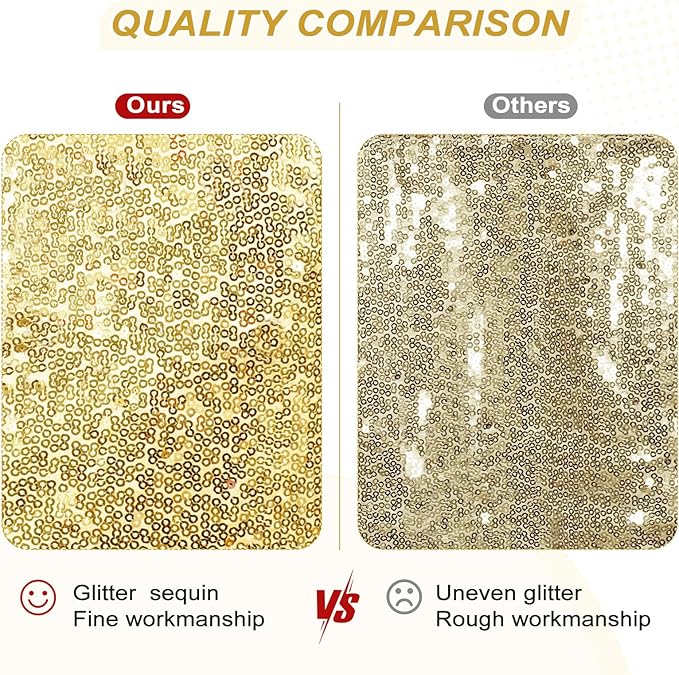 PartyDelight Sparkly Gold Sequin Backdrop 20Ft x 10Ft Photography Christmas Curtain