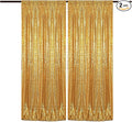 Gold Sequin Backdrop Curtains 4FT x 8FT 2 Panels Glitter Curtain Backdrop Sparkly Photography Background Drapes for Wedding Bridal Shower Christmas Festival Birthday