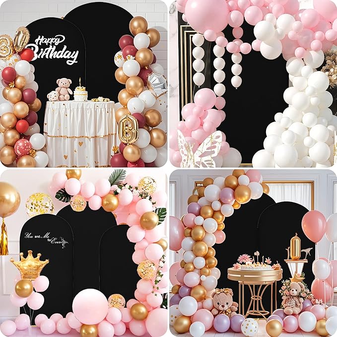 7.2FT Wedding Arch Covers Arch Backdrop Cover Arch Stand Covers Set Arch Cover Spandex Fabric Stretchy Backdrop for Wedding Birthday Party Decoration Baby Shower (Black, Cover Only)