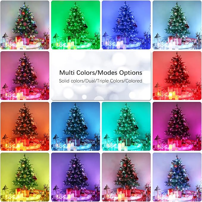 BrizLabs Christmas Fairy String Lights, 33ft 100 LED Color Changing Christmas Fairy Lights with Remote Timer, USB Purple Orange Halloween Light RGB Twinkle Light for Xmas Halloween Home Party Wedding