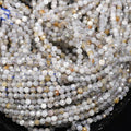 Song Xi 90pcs 4mm Natural Gray Labradorite Gemstone Beads Faceted Round Loose Stone Beads for Jewelry Making