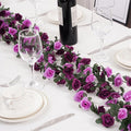 5 Pcs 41FT Flower Garland, Artificial Rose Garland Flowers Plants Fake Flower Hanging Rose Ivy, Birthday Party Valentine's Day Wedding Wall Arch Decor（Purple）