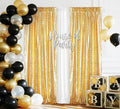 Juya Delight 2PCS 2FTx8FT Gold Sequin Curtains - Glitter Photo Backdrop for Party Birthday Wedding Wall Decoration