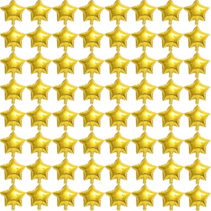 50 Gold Star Balloons - 5" Small Gold Foil Star Mylar Balloons for Party Decorations