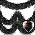 25 Feet Metallic Twist Tinsel Garland - Wall Hanging Backdrop for Parade Floats, Christmas Eve, New Year, Valentine's Day Parties (Black, 4in x 25ft)