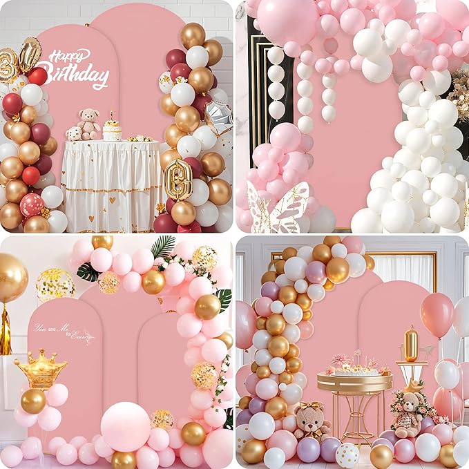 6.6FT Wedding Arch Covers Arch Backdrop Cover Arch Stand Covers Set Arch Cover Spandex Fabric Stretchy Backdrop for Wedding Birthday Party Decoration Baby Shower (Light Pink)
