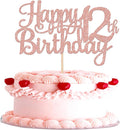 1 PCS Happy 12th Birthday Cake Topper Glitter Cheers to 12 Years Birthday Cake Pick 12 Fabulous Cake Decoration for Happy 13th Birthday Theme Party Decorations Supplies Rose Gold