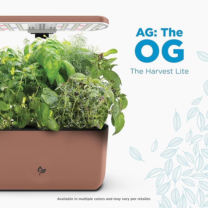 AeroGarden Harvest Lite, Indoor Garden Hydroponic System with LED Grow Light, Holds up to 6 AeroGarden Pods, Mocha