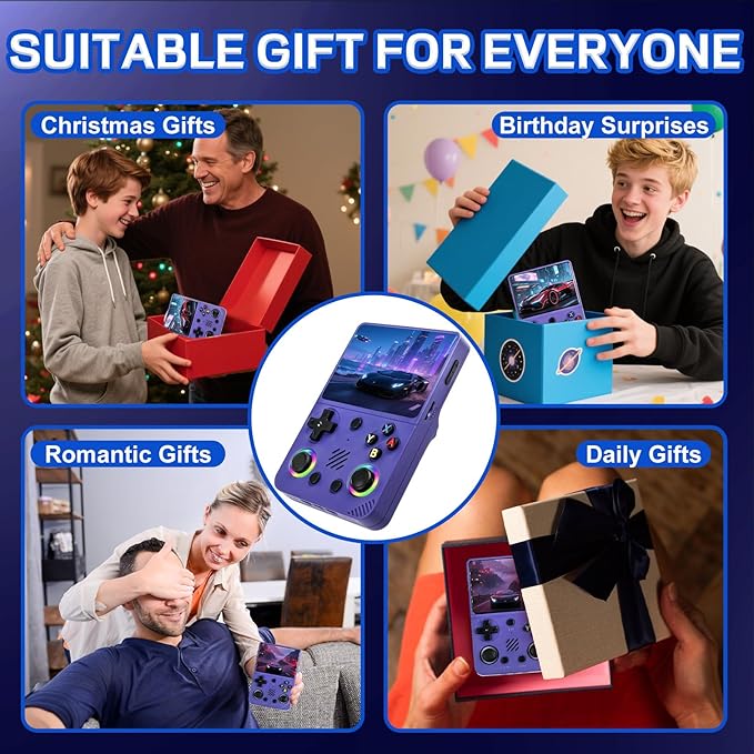 RG36PRO Retro Handheld Game Console - Open Source System,3.5"IPS Screen,30,000+ Classic Games,64G TF card, 3000mAh Battery,Portable Gaming Player for Travel,Gift for Teen or Partner -Purple