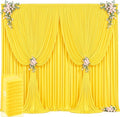50ft x 12ft Yellow Backdrop Curtains Wrinkle Free Backdrop Curtain for Wedding Parties Yellow Fabric Backdrops Drapes Back Drop Cloth Bridal Shower Stage Curtains Wedding Decorations for Reception