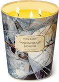 HomeLights Soy Wax Candles for Home Scented, 3-Wick Candles in Sandalwood Jasmine Scented, Industrial Chic Aromatherapy Candles Gift for Parties, Relaxing, 34oz