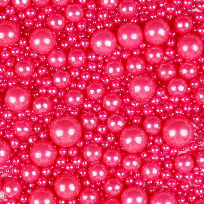 Edible Pink Sugar Pearl Sprinkles, Pearl Sugar Sprinkles, Cake Decorations, Cupcake Toppers, Ice Cream Toppings, Wedding Party Halloween Christmas Supplies,180g/6.35oz