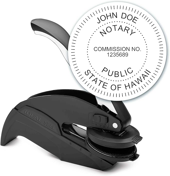 MaxMark Notary Seal Round Embosser for Hawaii State - Includes Gold Burst Seal Labels (50 Count)