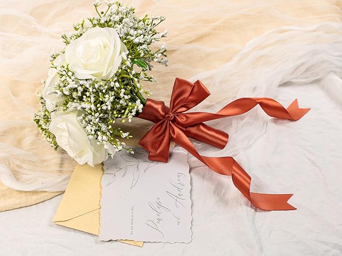 Copper Satin Ribbon 1 inch X Continuous 25 Yards, Single Face Polyester Ribbon Perfect for Gift Wrapping, Flower Bouquet, Wedding Decor, Crafts, Bow Making, Sewing and More
