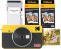 KODAK Mini Shot 2 Retro 4PASS 2-in-1 Instant Digital Camera and Photo Printer (2.1x3.4 inches) Initial 8 Sheets + 60 Sheets Bundle, Yellow