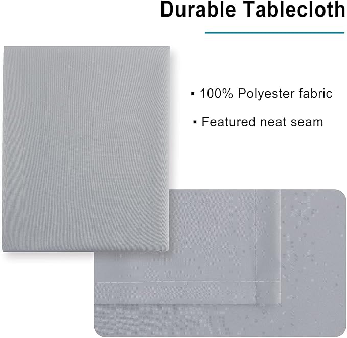 Hiasan Silver Grey Rectangle Tablecloth - Waterproof and Spillproof Washable Fabric Table Cloth for Dining Room Kitchen Party and Outdoor, 52 x 70 Inch