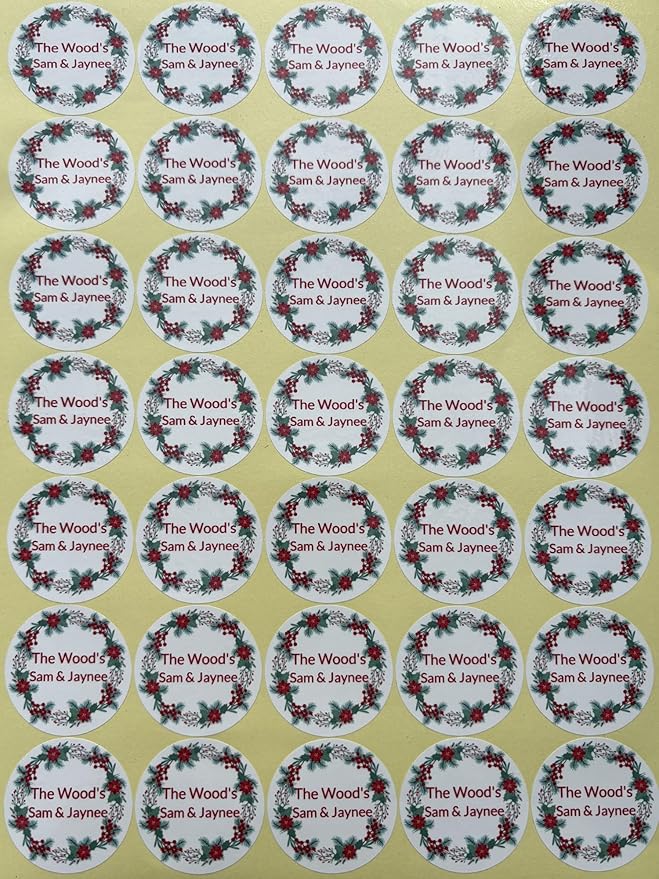 Premium Custom Stickers Labels - Personalized Stickers for Businesses Logo and Name. Birthday Pets and Label Product Boxes Wedding Favors Waterproof Labels (wreath 7, 4 inch)